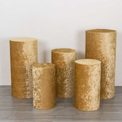 velvet, cylinder covers, pedestal cover, plinth covers, pillar prop cover#color_champagne