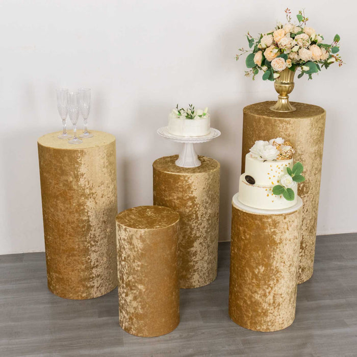 velvet, cylinder covers, pedestal cover, plinth covers, pillar prop cover#color_champagne