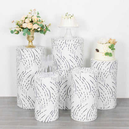 sequin, cylinder covers, pedestal cover, plinth covers, pillar prop cover#color_white-black
