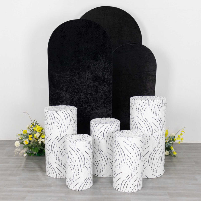sequin, cylinder covers, pedestal cover, plinth covers, pillar prop cover#color_white-black