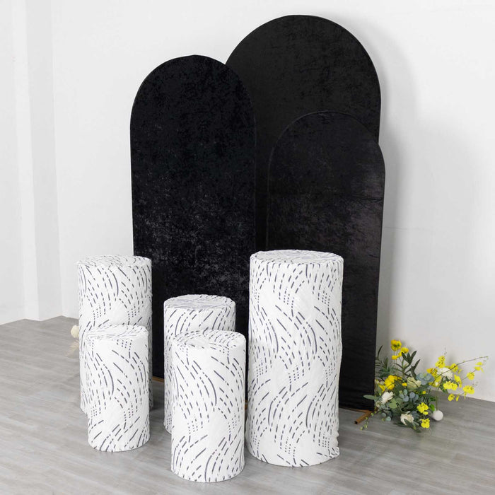 sequin, cylinder covers, pedestal cover, plinth covers, pillar prop cover#color_white-black