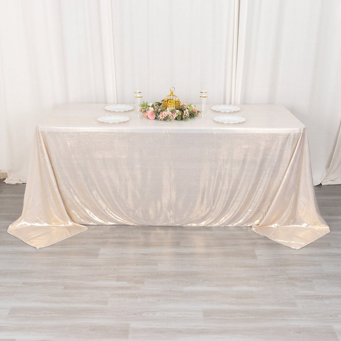 rectangle tablecloth, sequin tablecloth, polyester tablecloth, dining table cloth, decorative table covers#color_beige