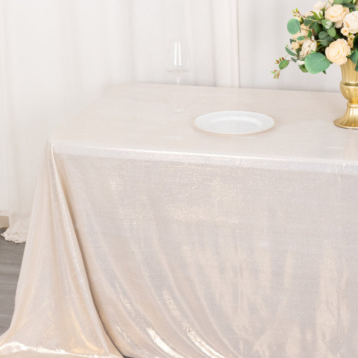 rectangle tablecloth, sequin tablecloth, polyester tablecloth, dining table cloth, decorative table covers#color_beige