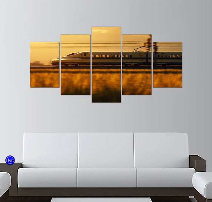 Shinkansen 700 Series Bullet Train in Rural Japan at Sunset