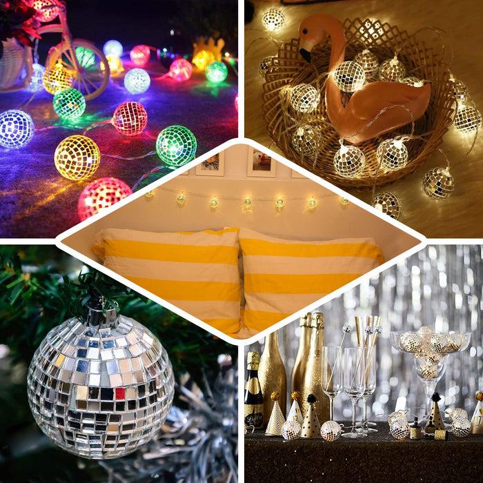 Decorative Led String Lights, Mini Disco Ball Light, Mirror Ball Light, Battery Operated Disco Ball, Disco Ball String Lights#color_parent
