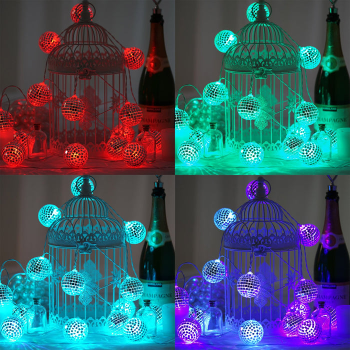 Decorative Led String Lights, Mini Disco Ball Light, Mirror Ball Light, Battery Operated Disco Ball, Disco Ball String Lights#color_assorted