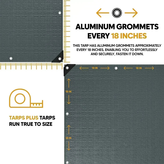 Silver 24' x 40' heavy duty polyethylene tarp built for broad weather defense projects