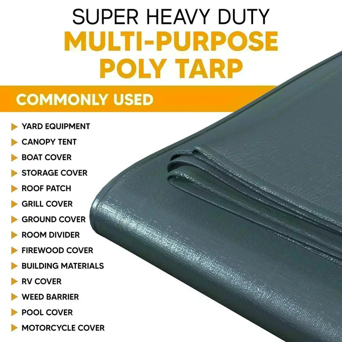 Silver Black 10' x 10' super heavy tarps built for utility shielding and outdoor defense applications