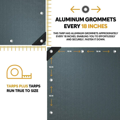 Silver Black 12' x 24' heavy poly tarp built for broad outdoor weather protection applications