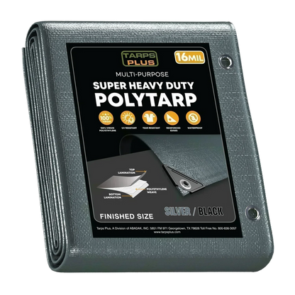 Silver Black 16' x 20' dual tone tarps designed for outdoor utility and weather protection coverage