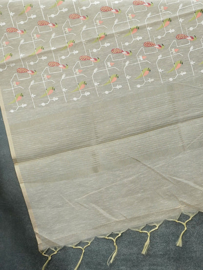 Slub Cotton Saree With Embroidery Pattern | TTDS3497