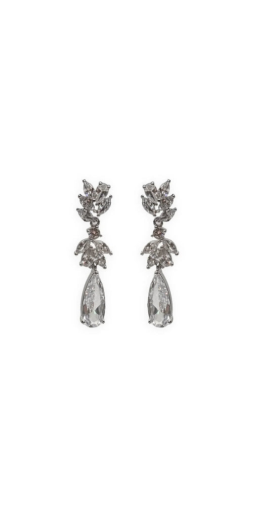 silver/one size/ Camille La Vie/Small Tiered Cluster Teardrop Earrings /front