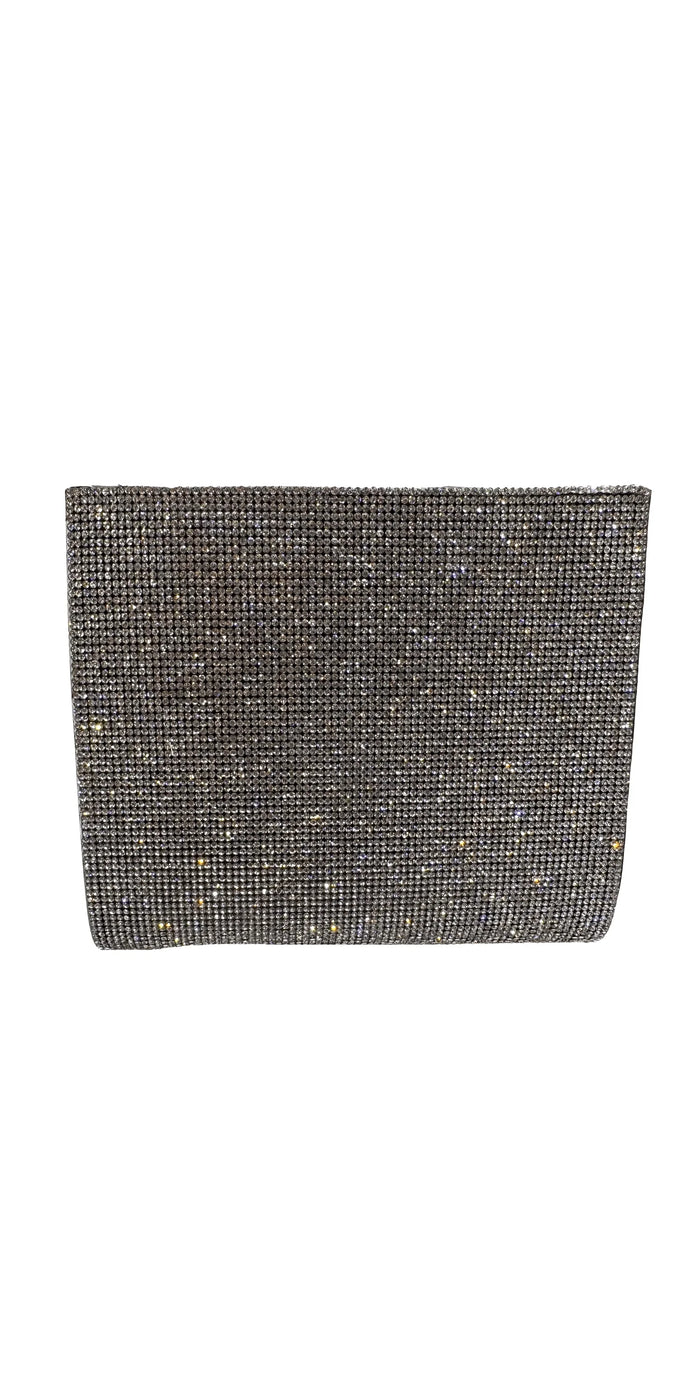 silver/no size/Camille La Vie/Snap Top Satin Rhinestone Handbag /front 1