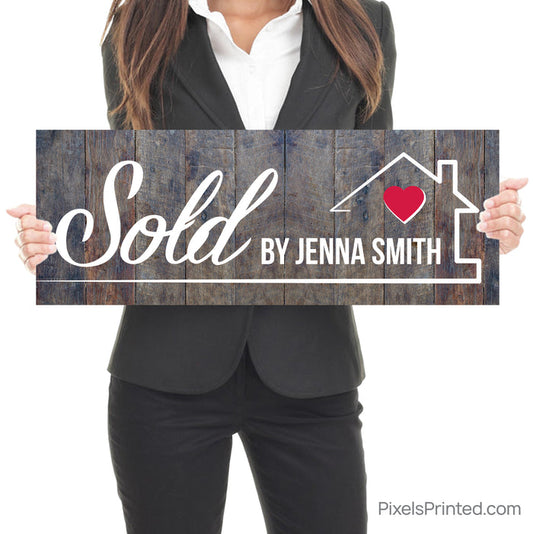 sold by realtor closing day photo sign with homeowners