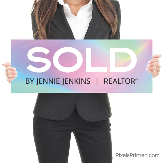 realtor closing photo sign with homeowners | sold by realtor sign