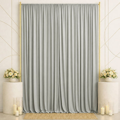 spandex backdrop curtains, stretch backdrop curtains, wrinkle free backdrop curtains, spandex backdrop panels, event backdrop curtains, wedding backdrop drapes, 4 way stretch backdrop#color_silver