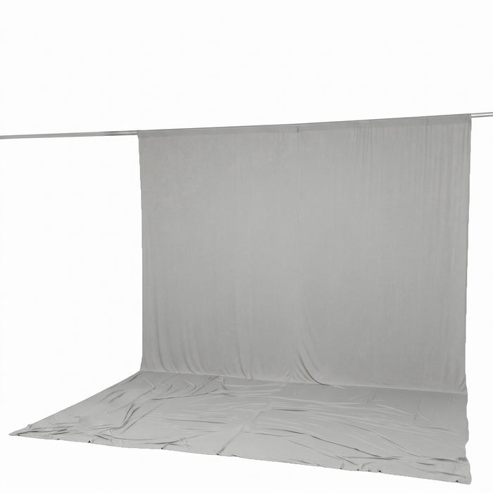 spandex backdrop curtains, stretch backdrop curtains, wrinkle free backdrop curtains, spandex backdrop panels, event backdrop curtains, wedding backdrop drapes, 4 way stretch backdrop#color_silver