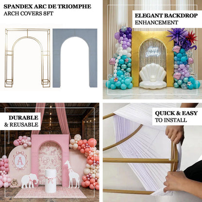 Spandex Wedding Arch Cover for Arc de Triomphe Stand, Stretch Fitted Floral Balloon Frame Backdrop Stand Cover - 7ft