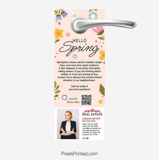 Spring real estate door hanger for agents highlighting the start of the new market season