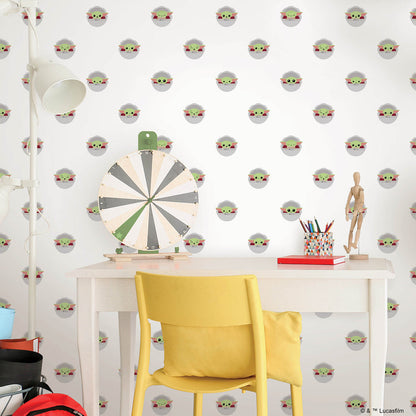 Grogu P&S Wallpaper in a room setting