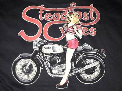 Steadfast Cycles Small shirt pinup girl Vintage Cafe Racer Mens classic British