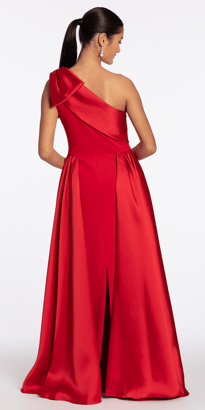 red/size/4/ missy/Camille La Vie/Stretch Crepe One Shoulder Dress with Mikado Cascades/back