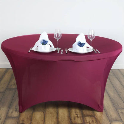 round tablecloths, spandex tablecloth, fitted round table covers, round spandex table covers, 60 inch round fitted tablecloth#color_burgundy
