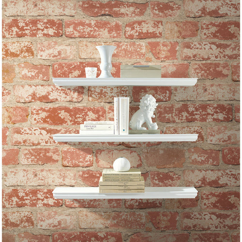 Stuccoed Brick Peel and Stick Wallpaper in a room setting