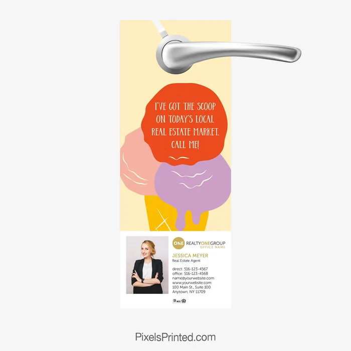 Summer real estate market insight door hanger for Realty ONE Group agents targeting buyers and sellers
