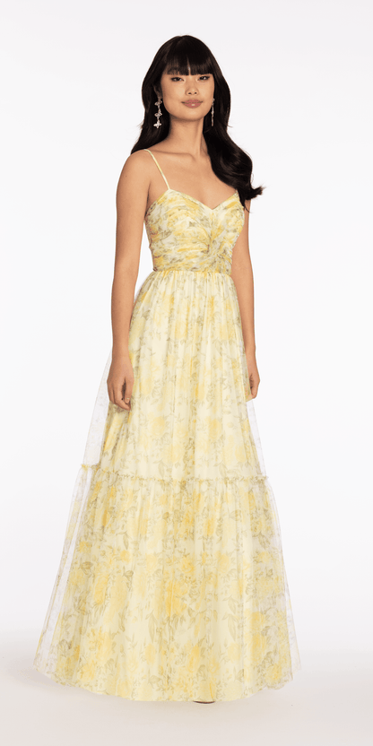 Sweetheart Mesh Floral Print Ballgown - Camille La Vie