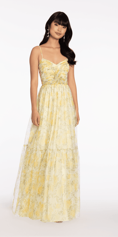 Sweetheart Mesh Floral Print Ballgown - Camille La Vie