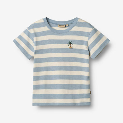 Wheat Main T-shirt S/S Liam T-Shirt 9420 calm blue stripe