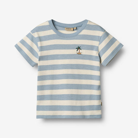 Wheat Main T-shirt S/S Liam T-Shirt 9420 calm blue stripe