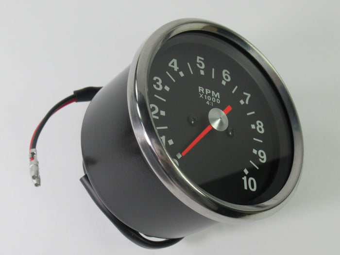 Tachometer black face tach 10 rpm Triumph BSA T140 750 twin 1975 76 77 78 79