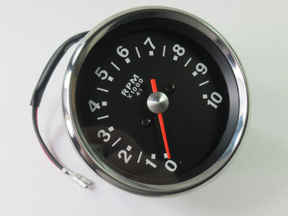 Tachometer black face tach 10 rpm Triumph BSA T140 750 twin 1975 76 77 78 79