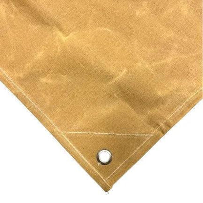Tan 16' x 20' folded canvas tarp displayed with strong utility fabric material
