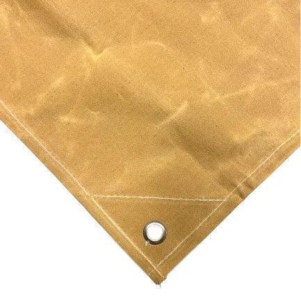Tan 6' x 10' folded canvas tarp displayed with durable utility fabric construction