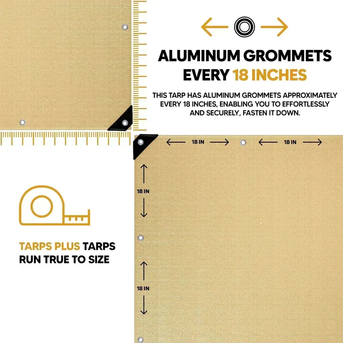 Tan 20' x 30' heavy weather tarp built for broad outdoor shielding applications