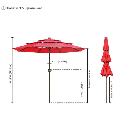 TheLAShop 9 ft 3-Tiered Tilting Patio Umbrella with Lights 8-Rib Image