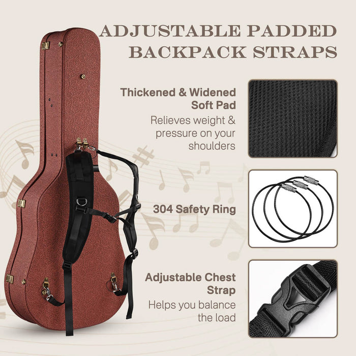 TheLAShop Backpack Guitar Case with Stand for Acoustic Guitar Image