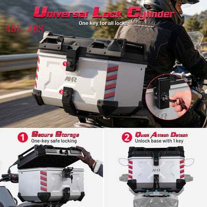 TheLAShop Rectangular Motorcycle Trunk with Backrest Scooter Top Case Image