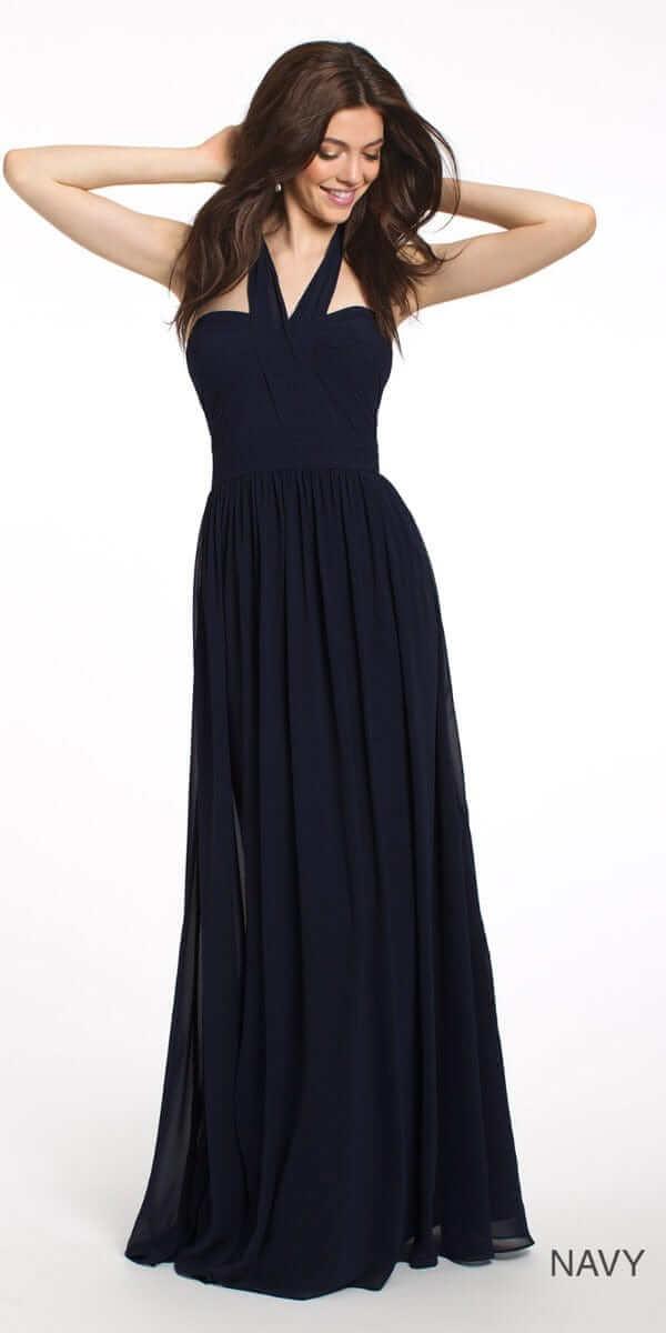 navy/size/4/missy/Camille La Vie/Tie Neck Halter Dress/front