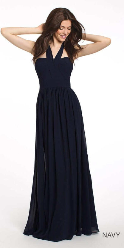 navy/size/4/missy/Camille La Vie/Tie Neck Halter Dress/front