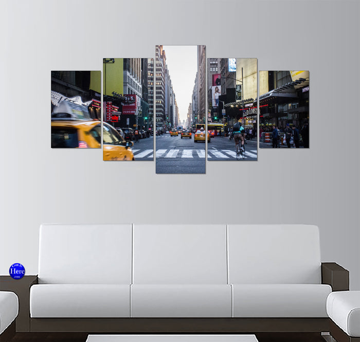 Times Square Yellow Taxis on Seventh Avenue, New York City