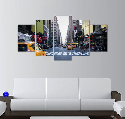 Times Square Yellow Taxis on Seventh Avenue, New York City