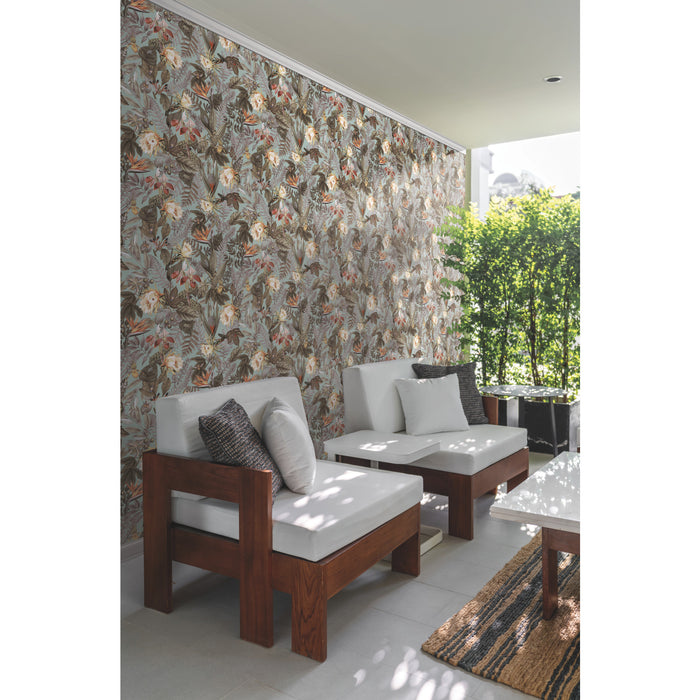Tropical Flowers Peel and Stick Wallpaper in a room setting