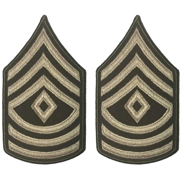 U.S. Army First Sergeant E-8 Rank Chevron Patches, AGSU Green Service Uniform