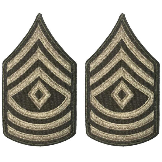 U.S. Army First Sergeant E-8 Rank Chevron Patches, AGSU Green Service Uniform