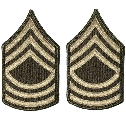 U.S. Army Master Sergeant E-8 Rank Chevron Patches, AGSU Green Service Uniform