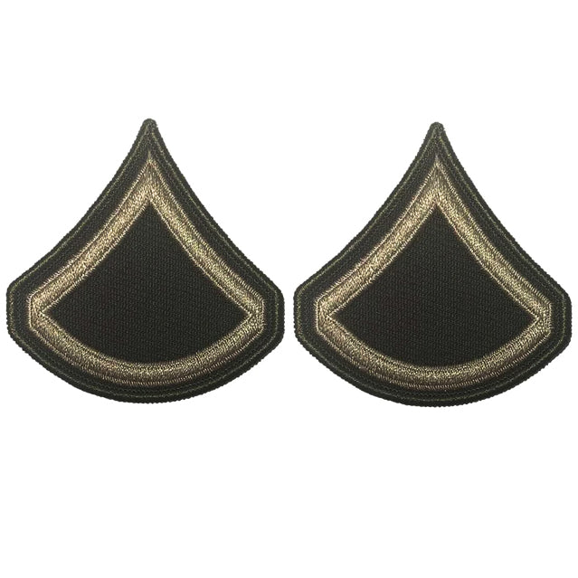 U.S. Army Private First Class E-3 Rank Chevron Patches, AGSU Green Service Uniform